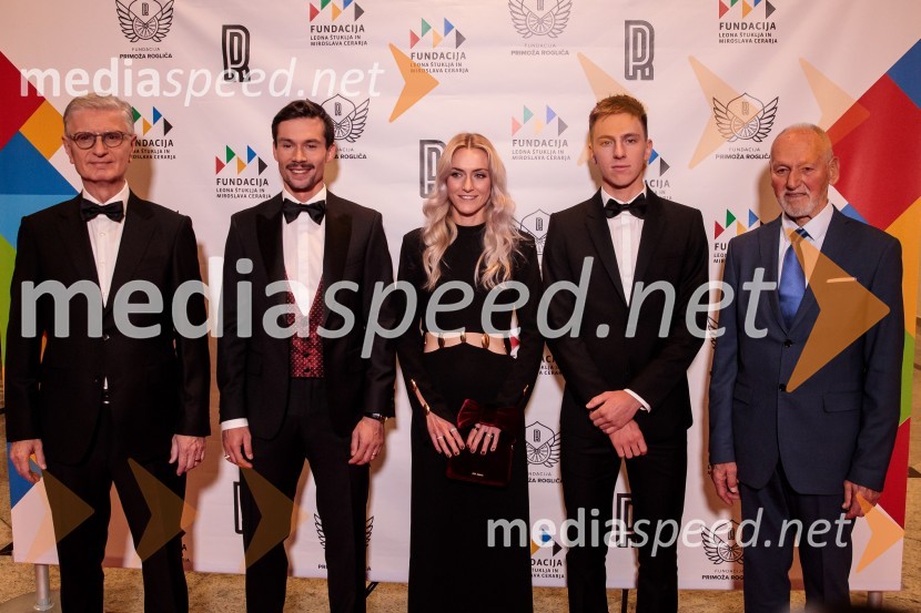  Franjo Bobinac, podpredsednik in generalni direktor za globalni marketing, Hisense International., predsednik Rokometne zveze Slovenije;  Primož Roglič, kolesar;  Urška Žigart, kolesarka;  Tadej Pogačar, kolesar;  Miroslav Cerar, nekdanji gimnastičar, nekdanji predsednik Odbora za podeljevanje Bloudkovih priznanjPrimož Roglič predal naziv botra, dobrodelna prireditev Olimpijskega komiteja Slovenije