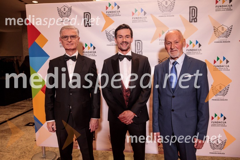  Franjo Bobinac, podpredsednik in generalni direktor za globalni marketing, Hisense International., predsednik Rokometne zveze Slovenije;  Primož Roglič, kolesar;  Miroslav Cerar, nekdanji gimnastičar, nekdanji predsednik Odbora za podeljevanje Bloudkovih priznanjPrimož Roglič predal naziv botra, dobrodelna prireditev Olimpijskega komiteja Slovenije