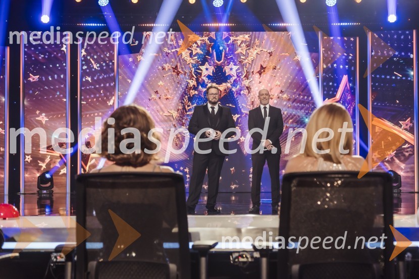  Sašo Stare, stand up komik, voditelj;  Peter Poles, televizijski voditeljSlovenija ima talent 2023, tretja polfinalna oddaja
