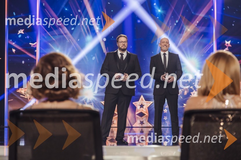  Sašo Stare, stand up komik, voditelj;  Peter Poles, televizijski voditeljSlovenija ima talent 2023, tretja polfinalna oddaja