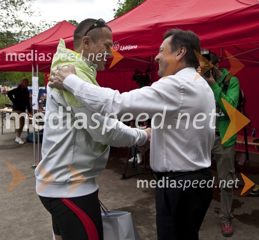 Jure Košir, nekdanji alpski smučar in Zoran Jankovič, župan LjubljaneFormaraton, dobrodelni tek