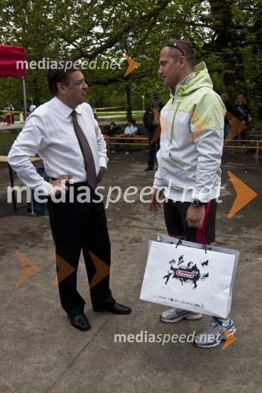 Jure Košir, nekdanji alpski smučar in Zoran Jankovič, župan LjubljaneFormaraton, dobrodelni tek