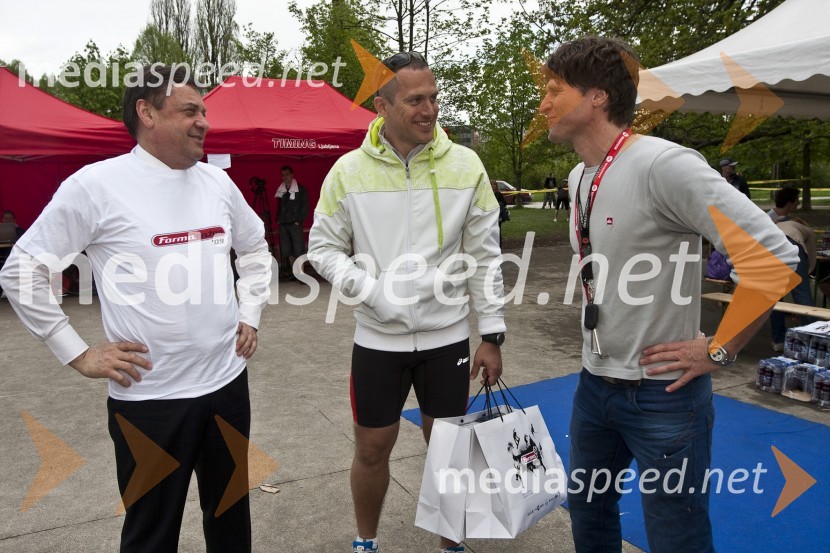 Zoran Jankovič, župan Ljubljane, Jure Košir, nekdanji alpski smučar in Gregor ErbežnikFormaraton, dobrodelni tek