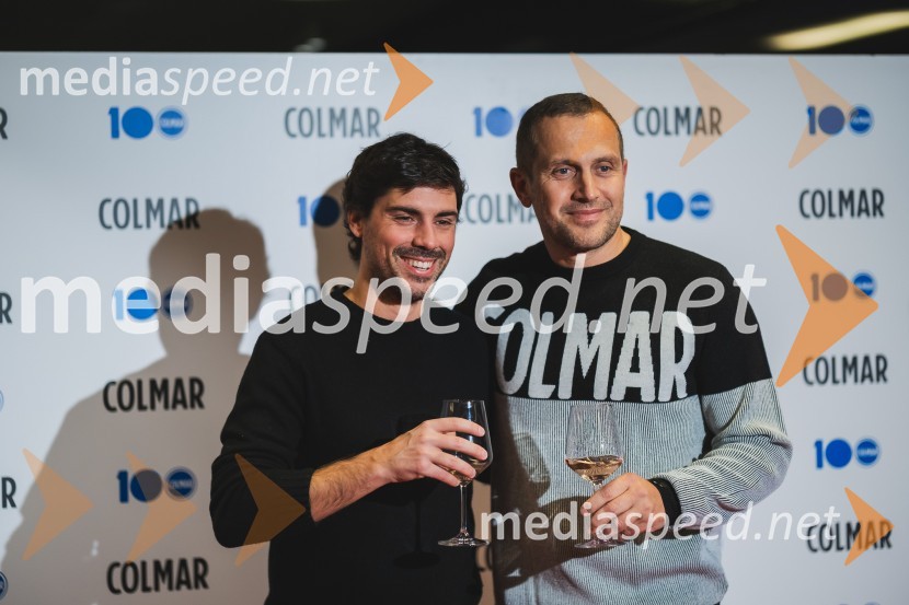  Stefano Colombo, direktor prodaje in marketinga blagovne znamke Colmar;  Jure Košir, nekdanji smučar100-letnica blagovne znamke Colmar