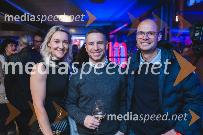  Urša Jezeršek;  Rene  Mlekuž, nekdanji smučar, organizator Grubinega memoriala;  Miha Verdnik, vodja panoge za alpsko smučanje na SZS100-letnica blagovne znamke Colmar