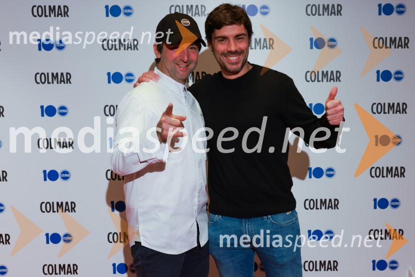  Tomaž Kavčič, kuharski mojster, Pri Lojzetu, Zemono, podpredsednik BASS;  Stefano Colombo, direktor prodaje in marketinga blagovne znamke Colmar100-letnica blagovne znamke Colmar