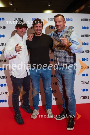  Tomaž Kavčič, kuharski mojster, Pri Lojzetu, Zemono, podpredsednik BASS;  Stefano Colombo, direktor prodaje in marketinga blagovne znamke Colmar;  Robert Šterpin, direktor, Bora d.o.o.100-letnica blagovne znamke Colmar