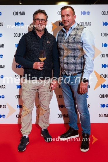  Jernej Kuntner, igralec;  Robert Šterpin, direktor, Bora d.o.o.100-letnica blagovne znamke Colmar