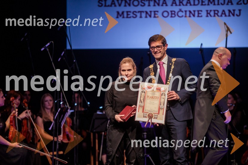  Maša Grij;  Matjaž Rakovec, župan Mestne občine KranjObčinski praznik v Kranju tradicionalno pospremila slavnostna akademija