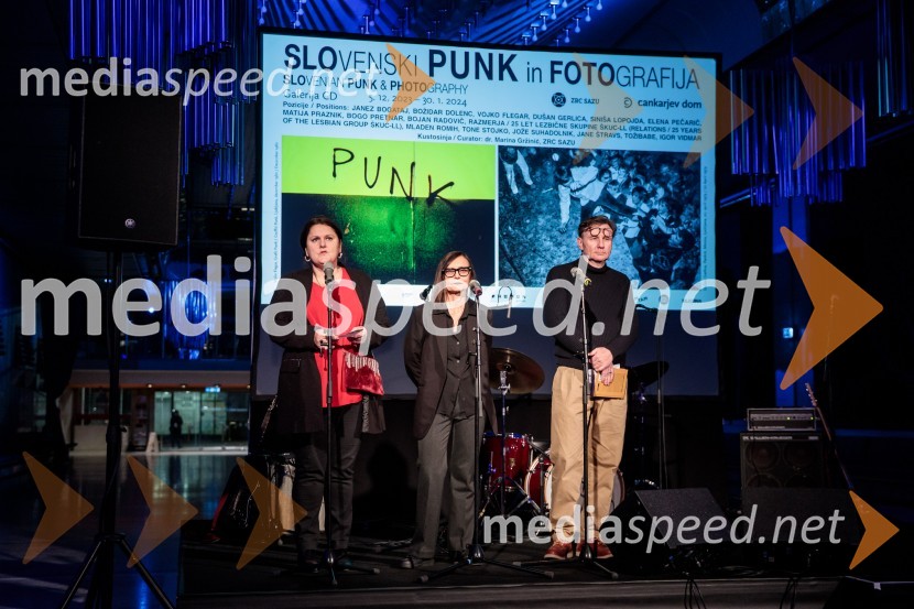  Uršula Cetinski, generalna direktorica, Cankarjev dom; dr. Marina Gržinić, ZRC SAZU; prof. dr. Oto Luthar, znanstveni svetnik in direktor ZRC SAZUOdprtje razstave Slovenski punk in fotografija, Cankarjev dom