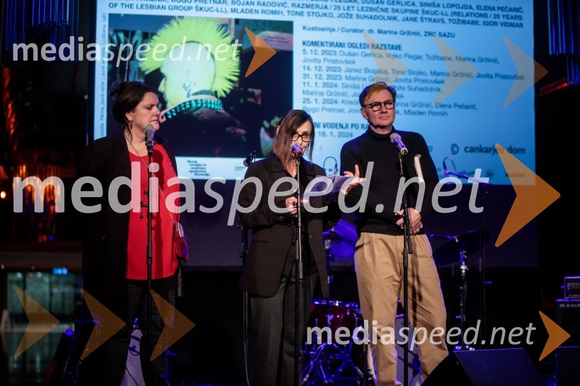  Uršula Cetinski, generalna direktorica, Cankarjev dom; dr. Marina Gržinić, ZRC SAZU; prof. dr. Oto Luthar, znanstveni svetnik in direktor ZRC SAZUOdprtje razstave Slovenski punk in fotografija, Cankarjev dom