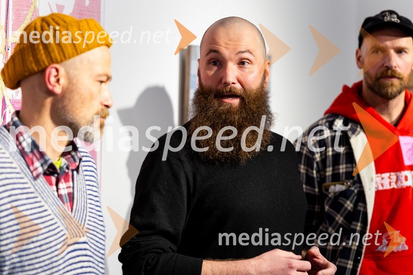  Miha Perne, slikar;  Adrijan Praznik, slikar in kurator;   Leon Zuodar, slikarOdprtje razstave: Beli sladoled - Polnoletna, Generali Galerija