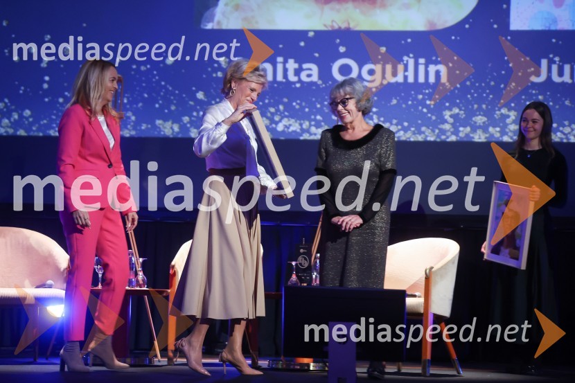  Ajša Vodnik, izvršna direktorica AmCham (Ameriška gospodarska zbornica);  Aleša Mižigoj, direktorica Medex, d. o. o.;  Anita Ogulin, Zveza prijateljev mladineAmCham Poslovna liderka in Poslovni lider leta 2024 sta Anita Ogulin in dr. Jure Leskovec