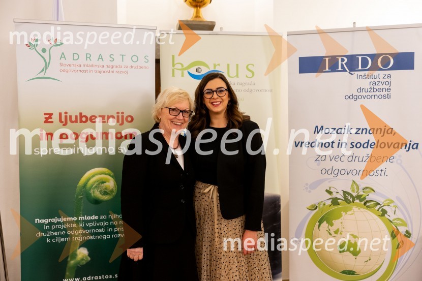 prof. dr. Lučka Lorber, prorektorica za kakovost, Univerza v Mariboru;  Nomi  Hrast , prorektorica za študentska vprašanja Univerze v MariboruHorus in Adrastos 2023, slavnostna podelitev nagrad