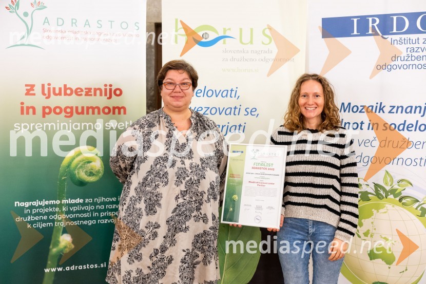  Marja Guček, direktorica, Mladinski kulturni center Maribor;  Eva Žunec, samostojna strokovna sodelavkaHorus in Adrastos 2023, slavnostna podelitev nagrad