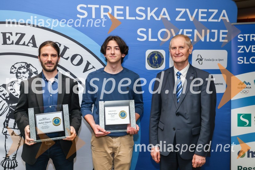  Andraž Tekavčič, trener, Strelsko društvo Olimpija;  Žarić Maksimilijan, SD Olimpija;  Ljubo Germič, predsednik SZS (Strelska zveza Slovenije)Podeljena priznanja za najboljše strelke in strelce v letu 2023
