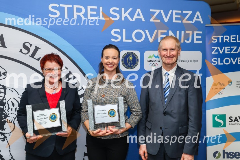  Polonca Sladič, trenerka, SD Olimpija;  Živa Dvoršak, strelka, SD Olimpija;  Ljubo Germič, predsednik SZS (Strelska zveza Slovenije)Podeljena priznanja za najboljše strelke in strelce v letu 2023
