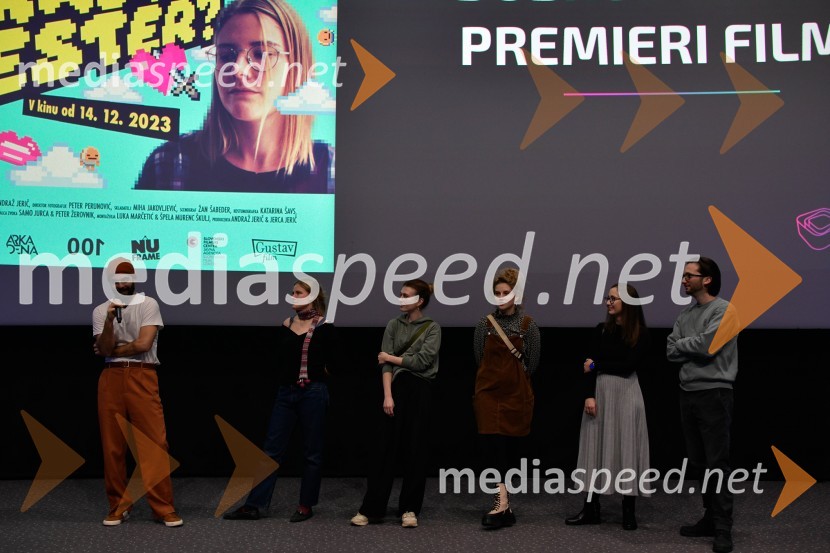  Tosja Flaker Berce, filmski režiser, igralec;  Katja Predan, igralka;  Mila Peršin, igralka;  Suzana Krevh, igralka;  Jerca Jerič, producentka;  Andraž Jerič, filmski producentKaj pa Ester?, premiera slovenske romantične komedije v Mariboxu