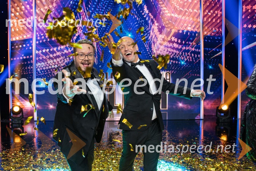  Sašo Stare, stand up komik, voditelj;  Peter Poles, televizijski voditeljZmagovalec letošnjih Talentov je Domen Kljun