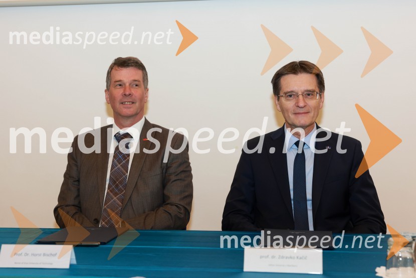 prof. dr. Horst Bischof, rektor TU Graz; prof. dr. Zdravko Kačič, rektor Univerze v MariboruPodpis sporazuma o sodelovanju med Univerzo v Mariboru in Tehniško univerzo v Gradcu