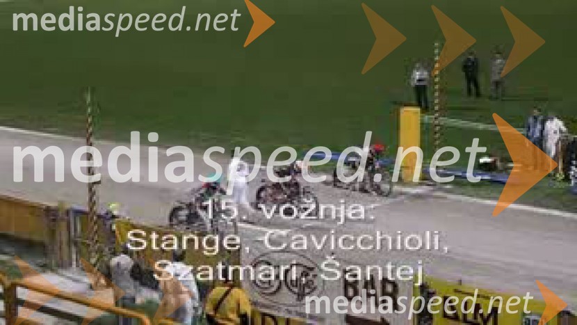 15. vožnja:
Thomas Stange, Izak Šantej, Mattia Cavicchioli, Laszlo SzatmariSPEEDWAY, SP ekip, kvalifikacije 1