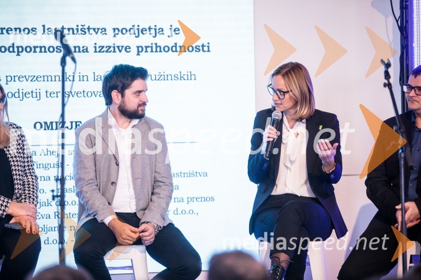  Marko Gorjak, predsednik, Območna obrtno-podjetniška zbornica Maribor;  Mateja  Ahej, partnerka in direktorica, Targo finance d.o.o. Letno srečanje prevzemnikov in naslednikov podjetij »Dobri temelji za globalno prihodnost«