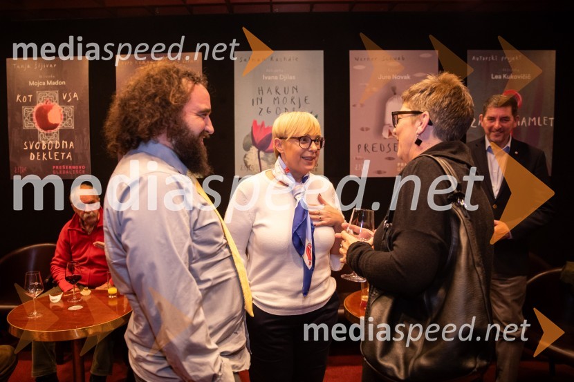   Jure Novak, režiser, direktor, Prešernovo gledališče Kranj; dr. Nataša Pirc Musar, predsednica Republike Slovenije;  Mirjam Drnovšček, direktorica, SNG Nova GoricaHarun in morje zgodb, premiera, Prešernovo gledališče Kranj