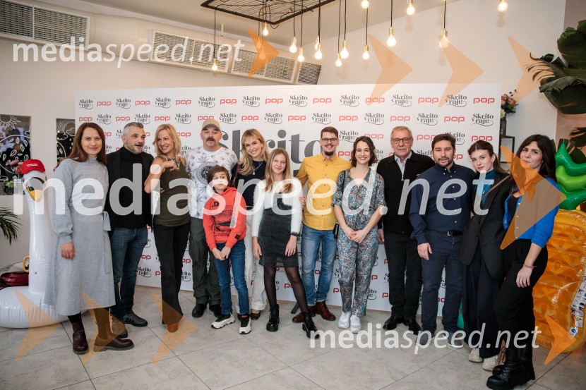  Tanja Potočnik, igralka;  Primož Vrhovec, igralec;  Aleksandra  Balmazović, igralka;  Gaber K. Trseglav, igralec;  ... ;  Melani Mekicar, radijska in televizijska voditeljica;  Mei Rabič, igralka;  Nikolaj Vodošek, režiser;  Gaja Filač, igralka;  Aleš Valič, igralec;  Matic  Valič, igralec;  Mila Peršin, igralka;  Sandra	 Debelak, igralkaPrihaja nova slovenska serija SKRITO V RAJU