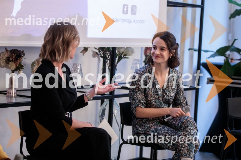  Ota Širca Roš, voditeljica;  Gaja Filač, igralkaPrihaja nova slovenska serija SKRITO V RAJU