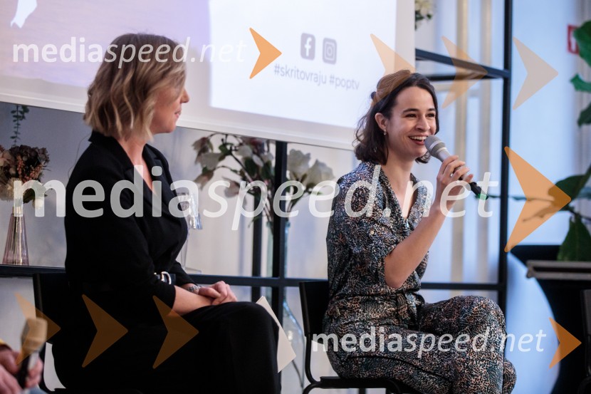  Ota Širca Roš, voditeljica;  Gaja Filač, igralkaPrihaja nova slovenska serija SKRITO V RAJU