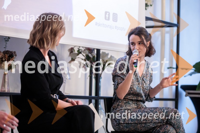  Ota Širca Roš, voditeljica;  Gaja Filač, igralkaPrihaja nova slovenska serija SKRITO V RAJU