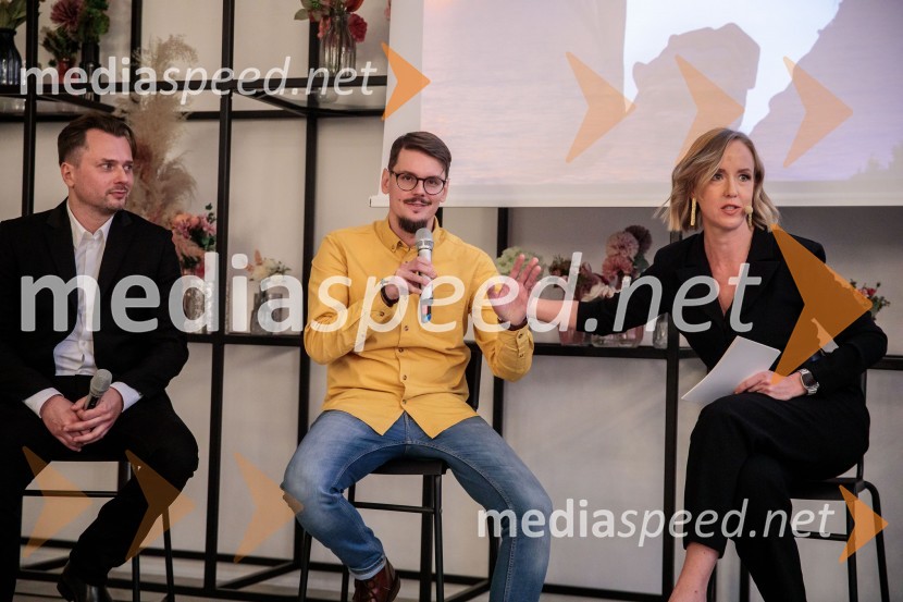  Dejan Krupić, igralec;  Nikolaj Vodošek, režiser;  Ota Širca Roš, voditeljicaPrihaja nova slovenska serija SKRITO V RAJU