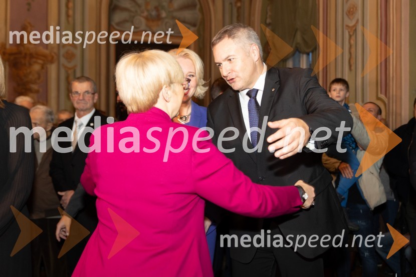 dr. Nataša Pirc Musar, predsednica Republike Slovenije; mag. Dejan  Židan, nekdanji minister za kmetijstvoSrebrne igre 1984, 40. obletnica olimpijskih iger v Sarajevu