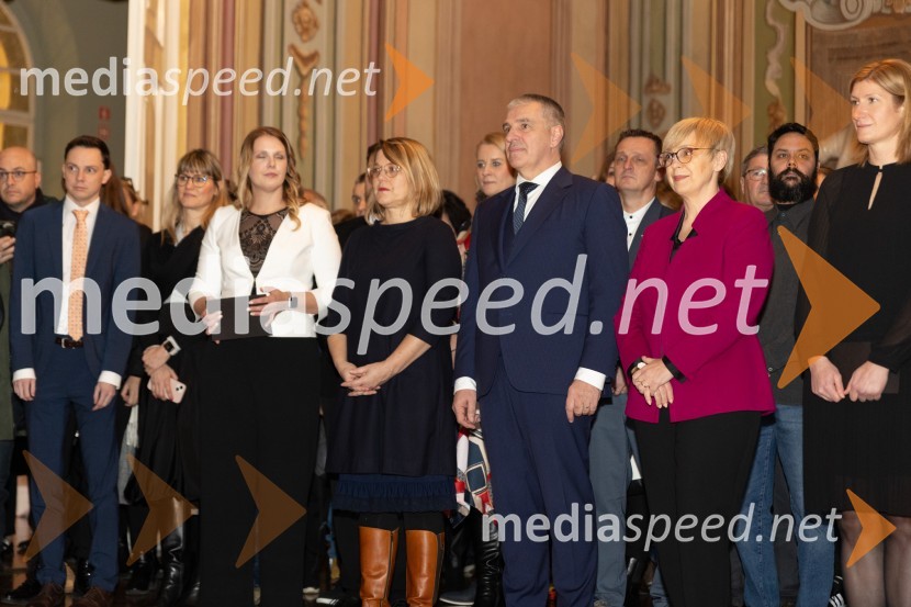  Andreja Zupanec Bajželj, Muzej novejše zgodovine Slovenije;  ... ;  Marko Lotrič, predsednik, Državni svet; dr. Nataša Pirc Musar, predsednica Republike SlovenijeSrebrne igre 1984, 40. obletnica olimpijskih iger v Sarajevu