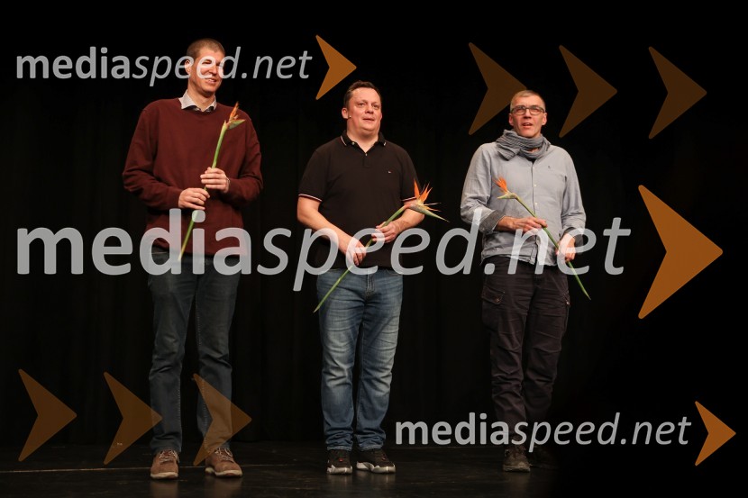  Goran Vojnović, pisatelj, kolumnist, režiser;  Aleksandar Rajaković, igralec;  Mare Bulc, režiser in umetniški vodja LGLĐorđić se vrača, nova komedija ustvarjalcev uspešnice Čefurji raus!