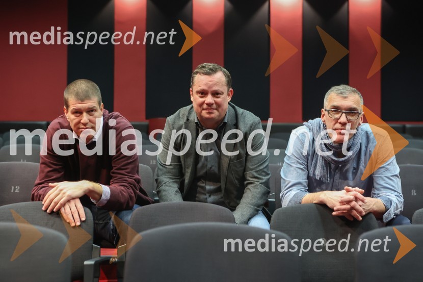  Goran Vojnović, pisatelj, kolumnist, režiser;  Aleksandar Rajaković, igralec;  Mare Bulc, režiser in umetniški vodja LGLĐorđić se vrača, nova komedija ustvarjalcev uspešnice Čefurji raus!