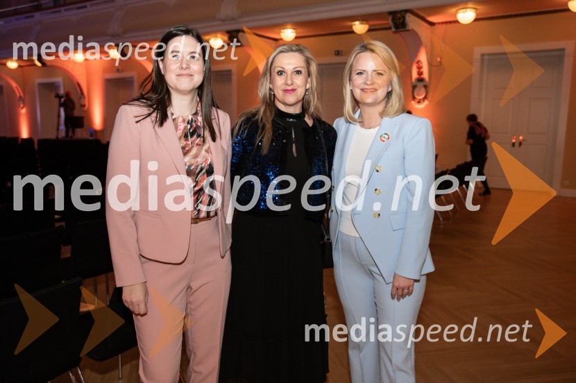 dr. Vita Godec, direktorica, Lenis farmacevtika d.o.o., zmagovalka AmCham Top Potential of the Year 2018;  Klaudija Javornik, Združenje manager;  Eva McLellan, generalna direktorica, slovenska podružnica RocheBranko Franc Selak prejemnik priznanja za življenjsko delo na področju managementa 2023