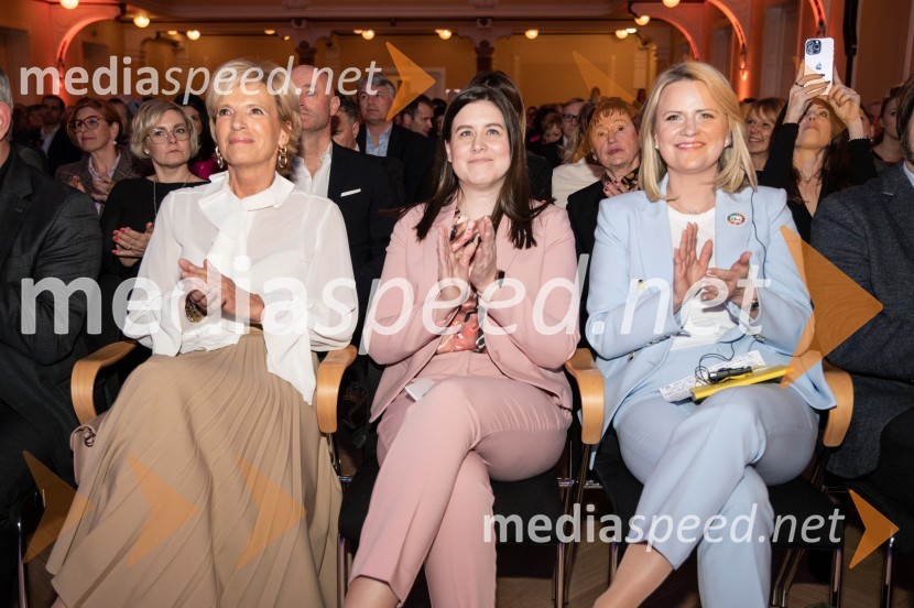  Aleša Mižigoj, direktorica Medex, d. o. o.; dr. Vita Godec, direktorica, Lenis farmacevtika d.o.o., zmagovalka AmCham Top Potential of the Year 2018;  Eva McLellan, generalna direktorica, slovenska podružnica RocheBranko Franc Selak prejemnik priznanja za življenjsko delo na področju managementa 2023