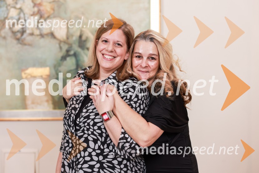  Saša  Gnezda, glavna urednica, Mediade;  Ana Turk, Združenje ManagerBranko Franc Selak prejemnik priznanja za življenjsko delo na področju managementa 2023