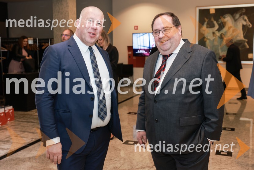  Davor Jakulin,  generalni direktor Atech Electronics;  Wolfgang Zeike, Rodex d.o.o.Branko Franc Selak prejemnik priznanja za življenjsko delo na področju managementa 2023