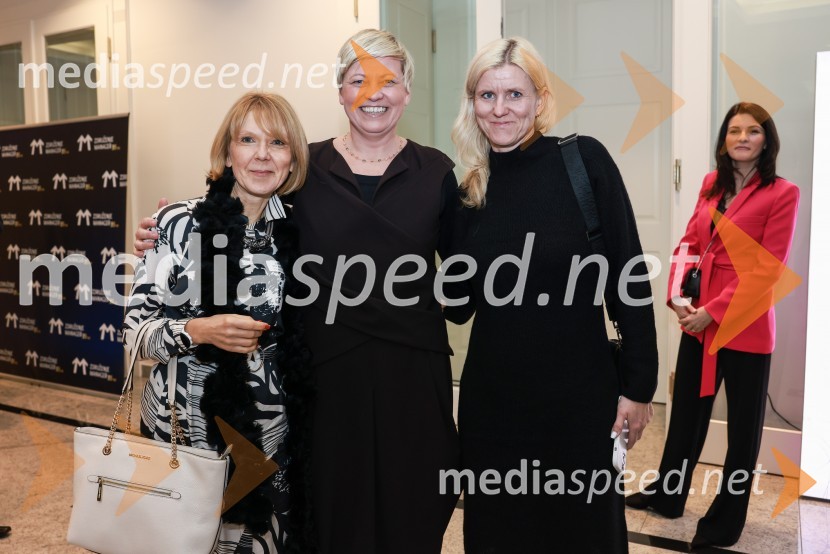 mag. Edita Kuhelj Krajnović, direktorica, Mediade;  Katja Kraškovič, dekanja, GEA College;  Lucija ŽivecBranko Franc Selak prejemnik priznanja za življenjsko delo na področju managementa 2023