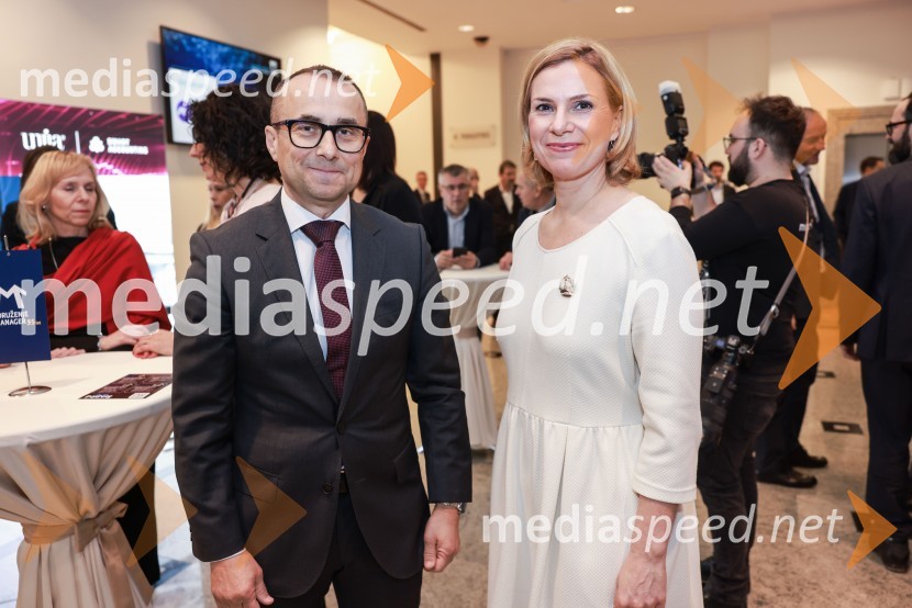  Aleš Muhič,  direktor trženja PRO PLUS;  Tanja Subotić Levanič, direktorica korporativnih odnosov, Pivovarna Laško UnionBranko Franc Selak prejemnik priznanja za življenjsko delo na področju managementa 2023