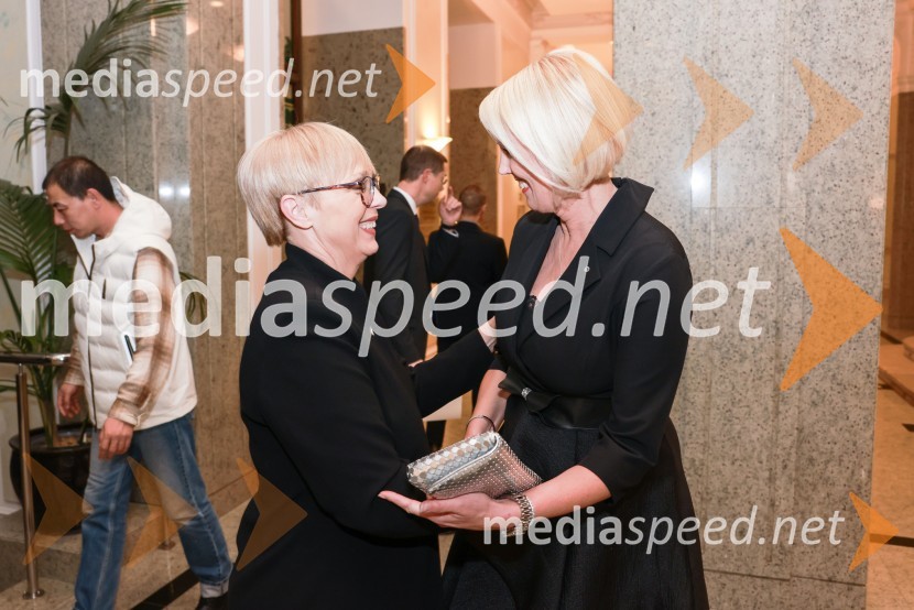 dr. Nataša Pirc Musar, predsednica Republike Slovenije;  Petra Juvančič, izvršna direktorica, Združenje ManagerBranko Franc Selak prejemnik priznanja za življenjsko delo na področju managementa 2023