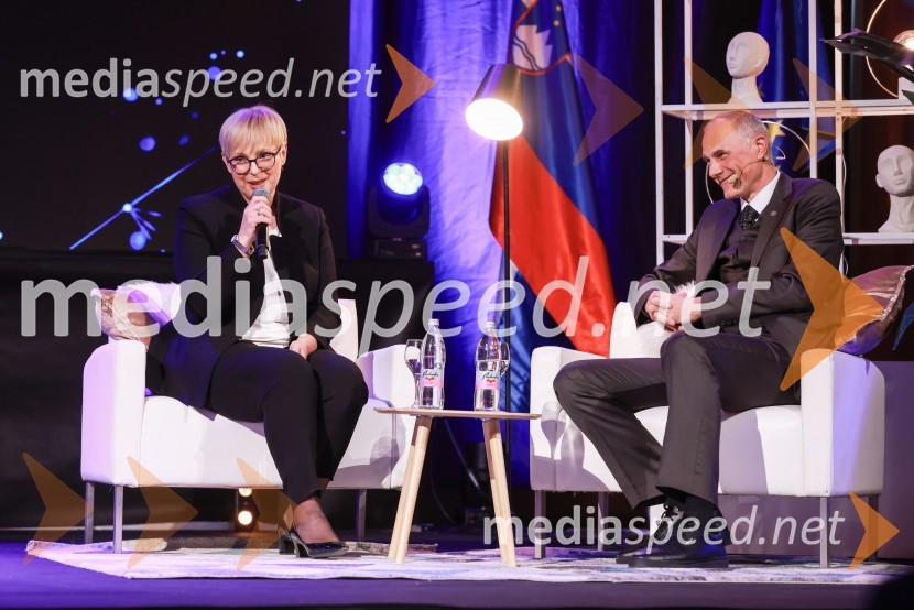 dr. Nataša Pirc Musar, predsednica Republike Slovenije; dr. Iztok Seljak, predsednik, Združenje ManagerBranko Franc Selak prejemnik priznanja za življenjsko delo na področju managementa 2023