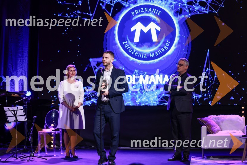  Tanja Subotić Levanič, direktorica korporativnih odnosov, Pivovarna Laško Union;  Michal Maco, direktor podjetja Corwin v Sloveniji in ustanoviteljev slovaške znamke oblačil Bratiska;  Matjaž Han, minister za gospodarstvo, turizem in športBranko Franc Selak prejemnik priznanja za življenjsko delo na področju managementa 2023