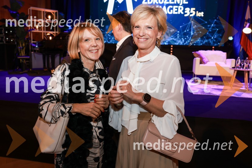 mag. Edita Kuhelj Krajnović, direktorica, Mediade;  Aleša Mižigoj, direktorica Medex, d. o. o.Branko Franc Selak prejemnik priznanja za življenjsko delo na področju managementa 2023