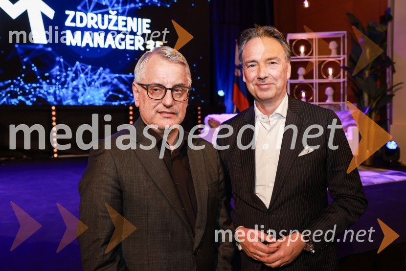  Matjaž Han, minister za gospodarstvo, turizem in šport;  Tomislav Čizmić, predsednik poslovodstva družbe, Telemach Slovenija d.o.o.Branko Franc Selak prejemnik priznanja za življenjsko delo na področju managementa 2023