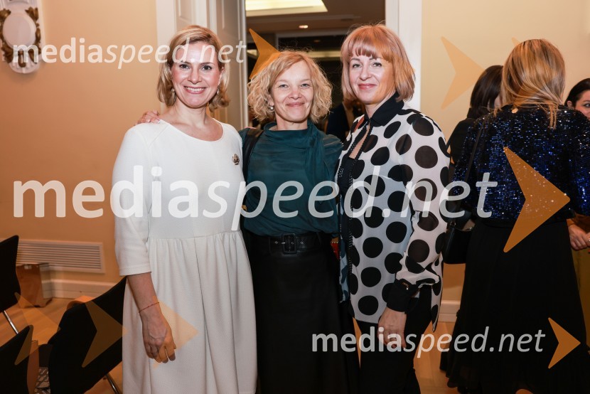  Tanja Subotić Levanič, direktorica korporativnih odnosov, Pivovarna Laško Union;  Irena Brugger; mag. Sarah Jezernik Konovšek, namestnica glavnega direktorja, Plinovodi d.o.o.Branko Franc Selak prejemnik priznanja za življenjsko delo na področju managementa 2023