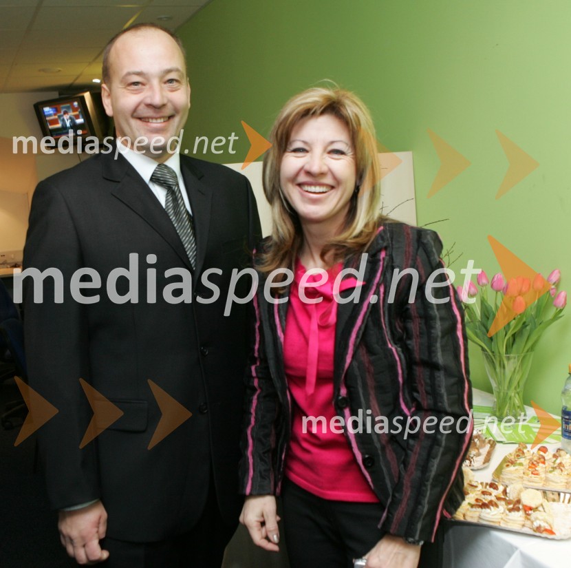 Boštjan Protner, direktor Radia 1 in Mima Jaušovec, kapetanka slovenske ženske teniške reprezentanceRadio 1, otvoritev nove radijske postaje