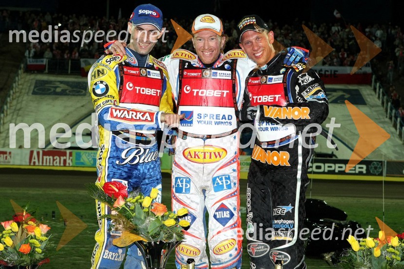 Tomasz Gollob (Poljska), Jason Crump (Avstralija) in Andreas Jonsson (Švedska)SPEEDWAY, Grand Prix, VN Poljske 2009